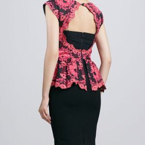 Alice & Olivia Peplum Shovan Embroidered Dress
